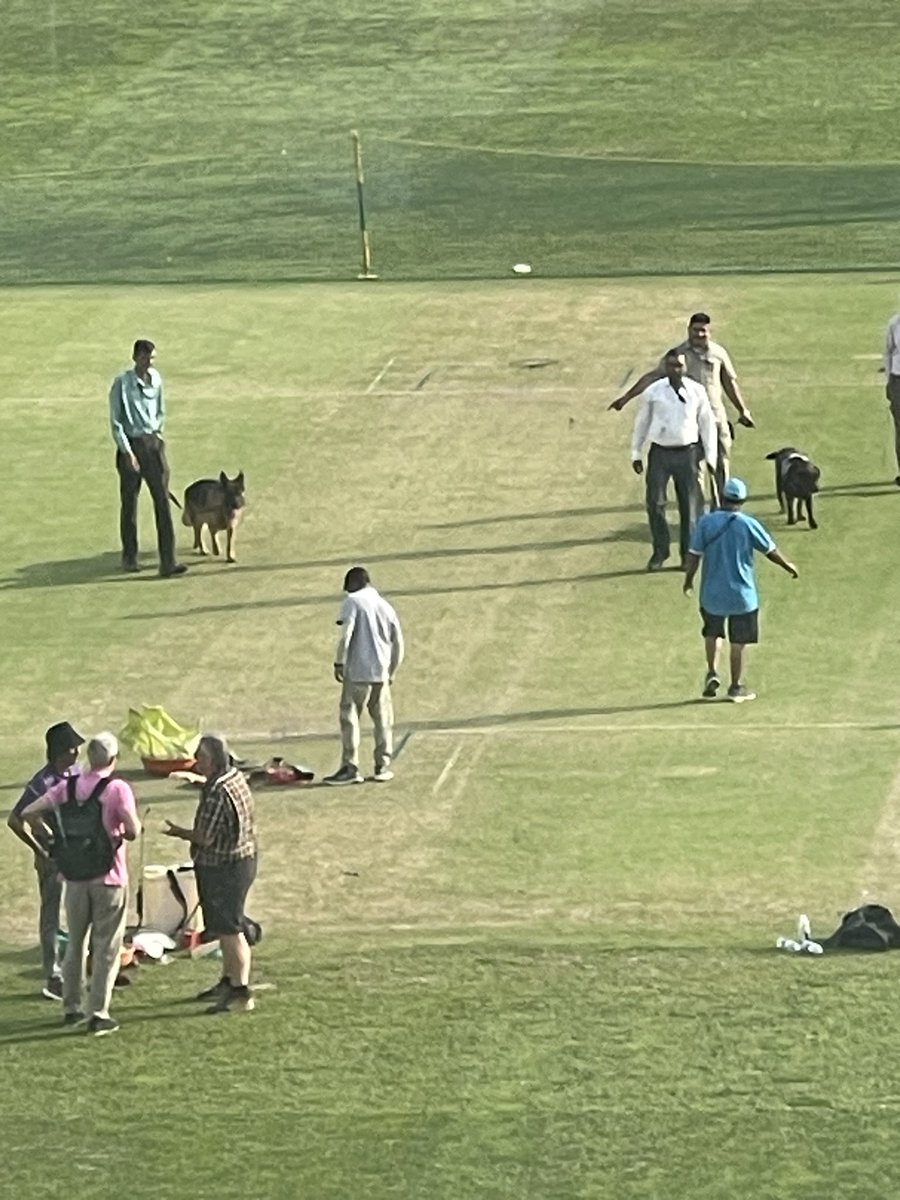 GeorgeDobell1's tweet image. Sniffer dogs on the pitch. Don’t think I’ve seen that before: