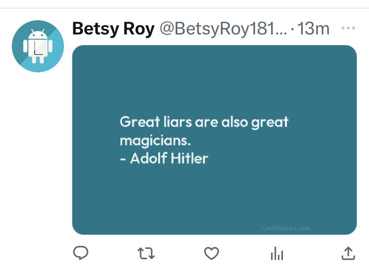 LapposQueen's tweet photo. @BetsyRoy181890 @senatorduff Says a Hitler quoting Nazi.. https://t.co/tqXL7ojYqm