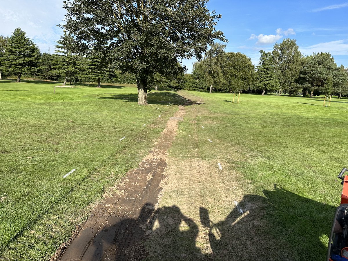Mains drainage pipe fitted across 2 fairways#drainage #golf