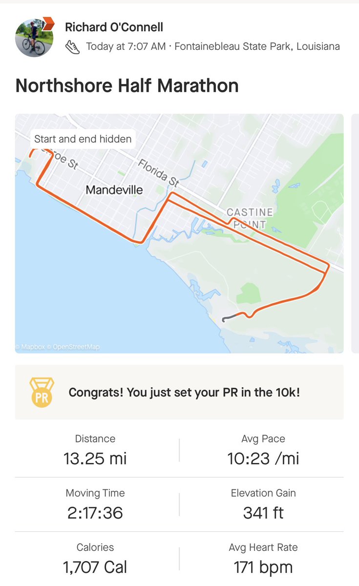 coachoc5's tweet photo. First Half Marathon was a success! Rounding the corner to watch the sunrise over the lakefront was unreal. Of course, I couldn’t have done it without my number 1 fan there to watch me finish @good_gracious__ https://t.co/OXiVCyocxd