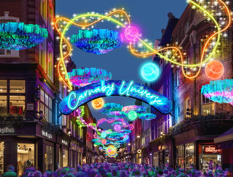Carnaby Street lights up with a brand new Christmas installation: Carnaby Universe. Find out more ➡️ a1retailmagazine.com/christmas/carn… #retail #retailnews #CarnabyStreet #illuminate #Christmas #lights #installation #CarnabyUniverse