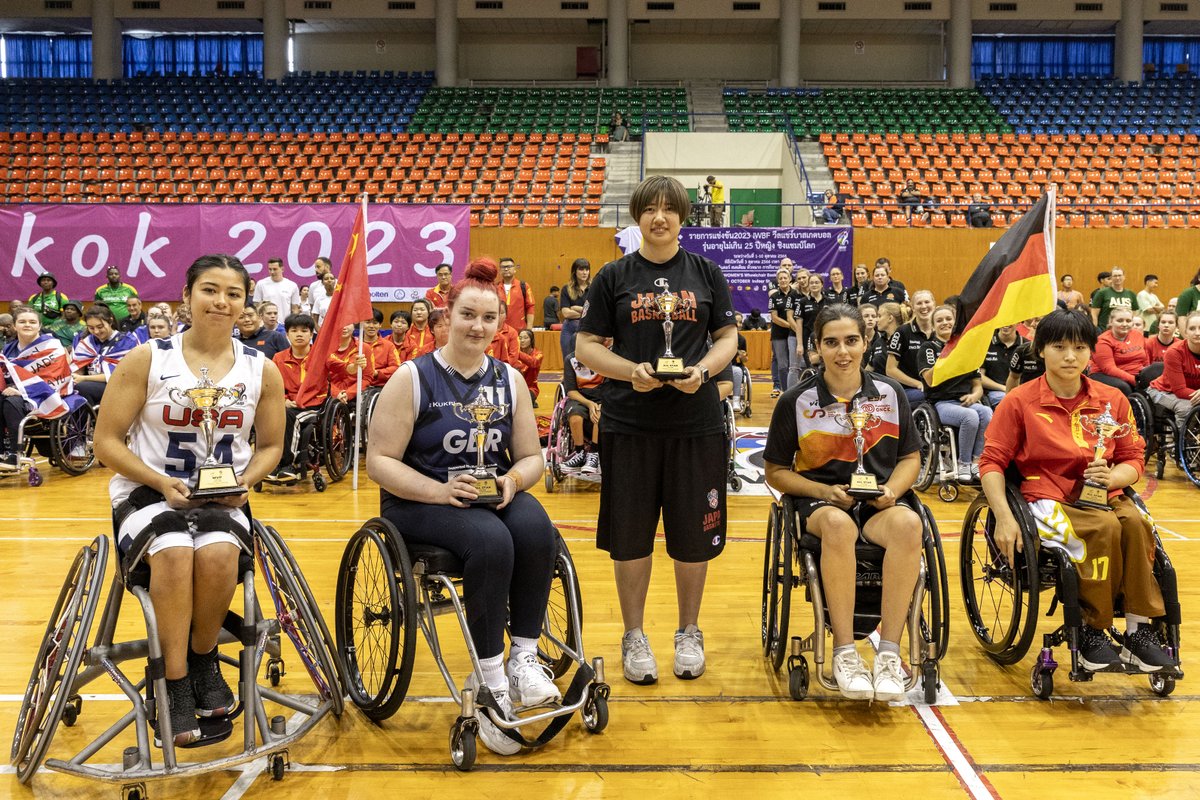 ⭐Presenting the #U25WBWC All-Star Team ⭐

1-1.5 - Chen Jingwen (China)
2-2.5 - Yuri Eguchi (Japan)
3-3.5 - Beatriz Zudaire (Spain)
4-4.5 - Katie Morrow (GB)
MVP - Ixhelt Gonzalez (USA)

#u25wbwc #2023u25wbwc #wheelchairbasketball <a href="/JWBF_OFFICIAL/">日本車いすバスケ連盟@なかのひと🏀Japan Wheelchair Basketball Fed</a>