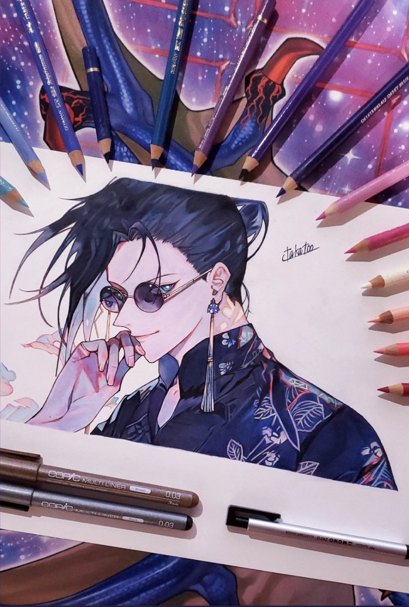 takatoo7s's tweet photo. 色鉛筆で夏油描きました！
#模写 #呪術廻戦 https://t.co/0dicYkEIue