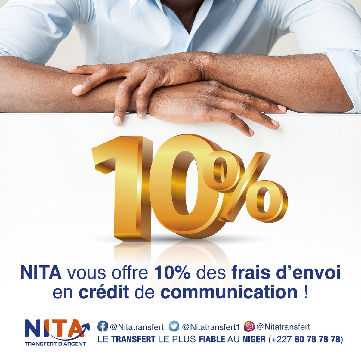 nitatransfert's tweet photo. [ #NITATRANSFERT ] 🔵🟠

Avec NITA vous êtes récompensé doublement 🥳 envoyez de l'argent partout au Niger et en Afrique de l'Ouest et recevez 10% de vos frais d'envoi en crédit de communication.

Rendez-vous dans nos agences les plus proches ou sur l'application mobile MyNITA pour profiter des 10% .

Service clients : +227.80787878, disponible sur WhatsApp.

#NITA, le Transfert le plus Fiable au Niger 🇳🇪