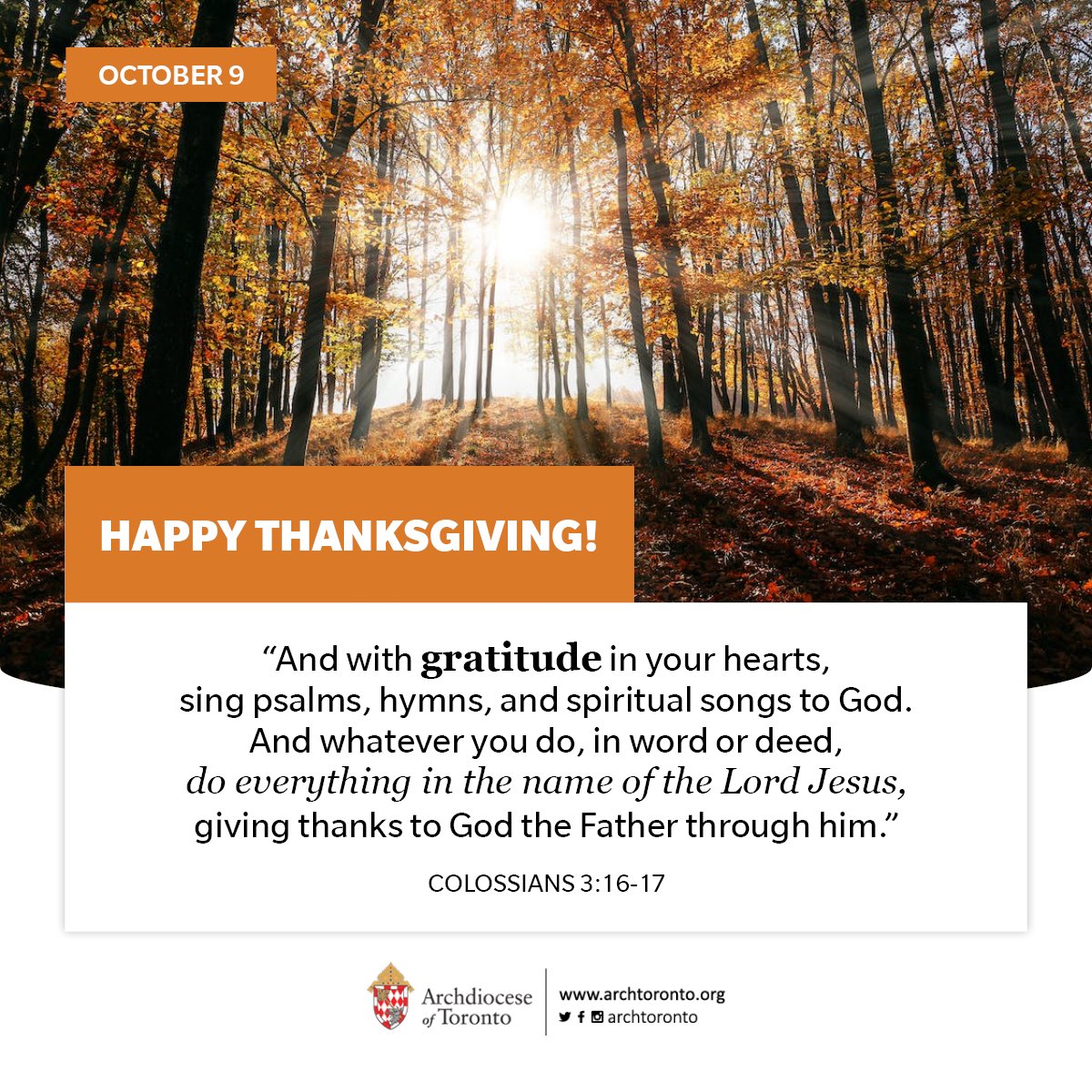 archtoronto's tweet photo. Generous God, you bless us with the gift of life. We give you thanks and praise. #HappyThanksgiving https://t.co/ynuzU166Uo