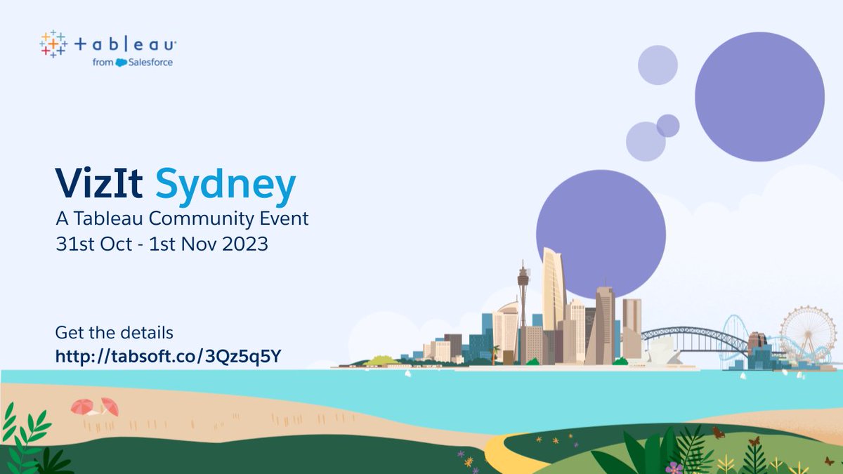 Hi #datafam 📣 Less than a month to go until #VizitSYD. 2 days, 20+ speakers, 1 giant #tableau community reunion! The agenda is up on our event page tabsoft.co/3Qz5q5Y
Thank you to our event sponsors <a href="/tableau/">Tableau</a>  <a href="/_Wiiisdom/">Wiiisdom</a> <a href="/DataSparkAU/">DataSpark Analytics</a>  <a href="/interworks/">InterWorks</a> and all our speakers 🙌