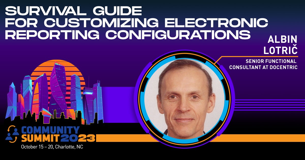 Docentric's tweet photo. Are you considering #ElectronicReporting to customize your reports? Our expert, @AlbLot, is packing his trusty survival guide to help you out!

Don't miss his session at #MySummitNA 👉 https://t.co/u3TFOAvwg4

#msdyn365fo #D365fo #dynamics365 #msdyn365 #D365 https://t.co/SJni3VnT70