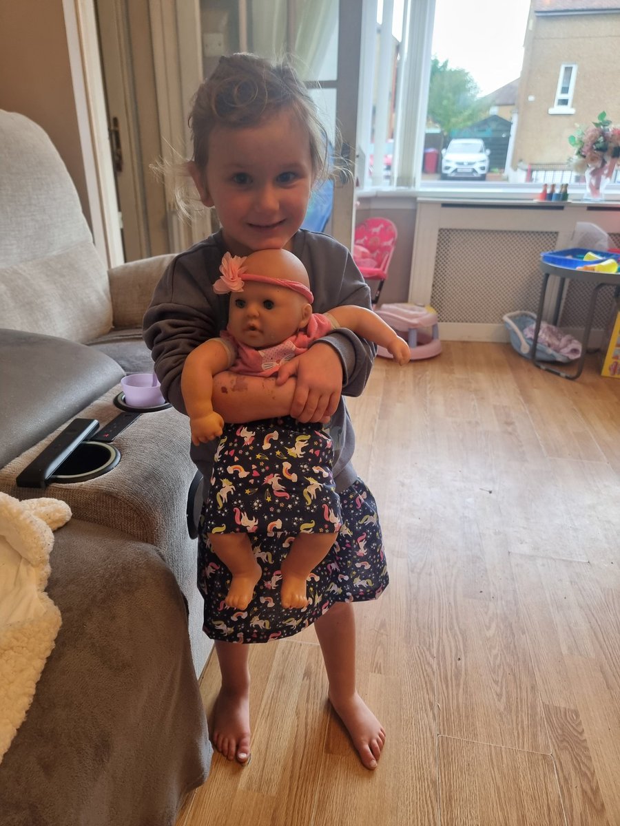 kelly_freck's tweet photo. Emily enjoyed sewing at nursery and she was telling me all about it this morning. Emily said she wanted to do sewing and make a skirt so we did! Matching set for Emily and her baby https://t.co/2VJRam6cQK