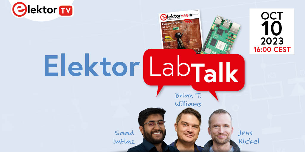 Elektor Lab Talk 13: Exploring the Latest Elektor Magazine and More
ow.ly/8Rk150PTugT
Join us for an exciting and informative live stream (4 pm on Oct 10). We dive into the Raspberry Pi 5, the Espressif edition, and new projects!
#elektor #RaspberryPi5
