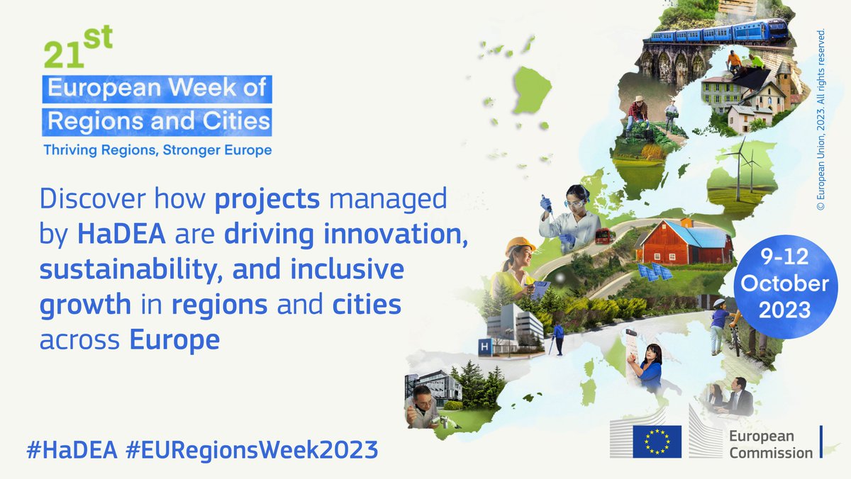 HaDEA (@eu_hadea) on Twitter photo The European Week of Regions and Cities starts today! 🚀
Discover how #HaDEA-managed projects <a href="/communi_city/">CommuniCity</a>, #RIS4DA, <a href="/AmbianceEu/">AMBIANCE Project 🌱</a> & @H4C_Community are propelling regional development.
🔗👉 hadea.ec.europa.eu/news/european-…
#EURegionsWeek The European Week of Regions and Cities starts today! 🚀
Discover how #HaDEA-managed projects <a href="/communi_city/">CommuniCity</a>, #RIS4DA, <a href="/AmbianceEu/">AMBIANCE Project 🌱</a> & @H4C_Community are propelling regional development.
🔗👉 hadea.ec.europa.eu/news/european-…
#EURegionsWeek