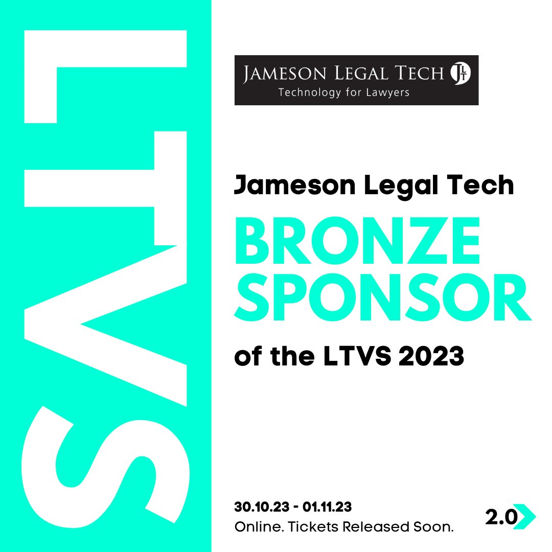 Law School 2.0 (@ls2_0) on Twitter photo We are so excited to announce Jameson Legal Tech, part of the <a href="/Jamesonlegal/">Jameson Legal</a> Group, as a Bronze Sponsor for this year's #LTVS!
Learn more about JLT: jamesonlegal.com/jameson-legal-…
We have limited sponsorship and speaking slots remaining - email hello@lawschool2-0.com for more info! We are so excited to announce Jameson Legal Tech, part of the <a href="/Jamesonlegal/">Jameson Legal</a> Group, as a Bronze Sponsor for this year's #LTVS!
Learn more about JLT: jamesonlegal.com/jameson-legal-…
We have limited sponsorship and speaking slots remaining - email hello@lawschool2-0.com for more info!