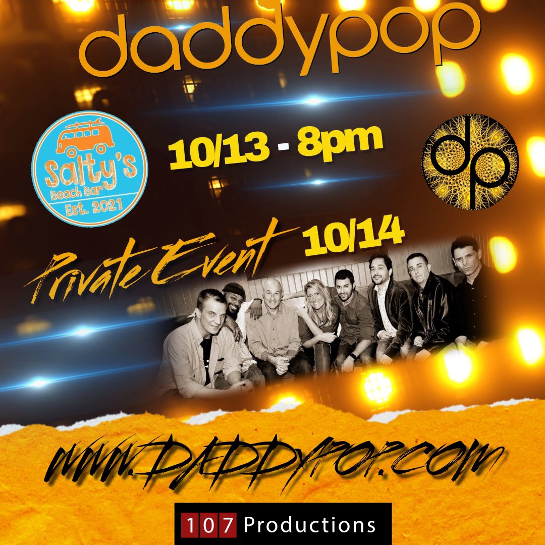 DaddyPopNJ's tweet photo. Dance with us @SaltysB on Friday 10/13 @ 8pm!!! Saturday we’re rocking a private event! If you need #entertainment for your #wedding or private #party, you need @DaddyPopNJ for the best #live #music on the #EastCoast 🤘🎤🎹🎷🎸🥂 https://t.co/jQ49YuTDEm