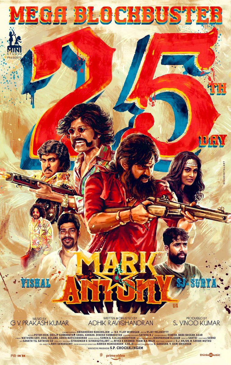 VishalKOfficial's tweet photo. Absolutely delighted to share the landmark 25th day of the Mega Blockbuster #MarkAntony running in theatres near you.
Feeling ecstatic that you all loved the movie & entered the #WorldOfMarkAntony every passing day since 15th Sep.
Thanking each & everyone of you and credits to the entire cast & crew of #TeamMarkAntony for making this a humongous hit, many thanks and I bow down to one and all who respected the film and came to watch the movie in theatres worldwide, God Bless
