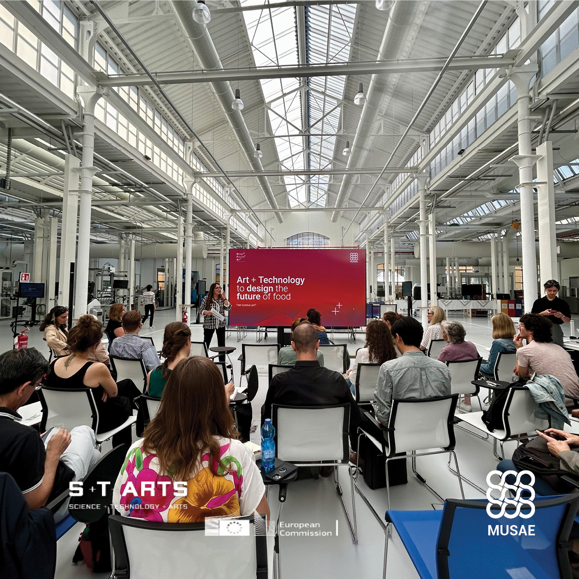 STARTSEU's tweet photo. MUSAE 1st Residency kick-off in Milan. The residency is designed to help artists envision future scenarios related to the food domain to improve people’s and the planet’s well-being. #musae #startseu #science #tech #art #innovation #made #gluon #pal #uom #ucd #ub #polimi #abacus https://t.co/lEoRox9JGW