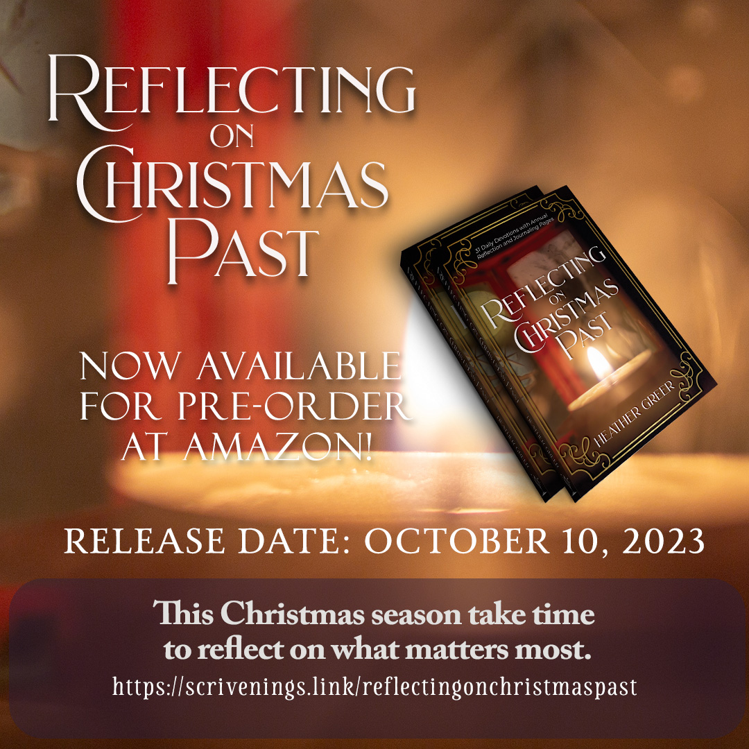 ScriveningsLLC's tweet photo. Today is the #LASTCHANCE to get special #preorderpricing for the Kindle edition of Reflecting on Christmas Past by Heather Greer.

https://t.co/GuKBs66PMs

Pre-order now and save! The price goes up tomorrow.

(The Kindle edition will release tomorrow, and the paperback edition is available now.)

#devotions #christmasmemories #inspirationaljournals