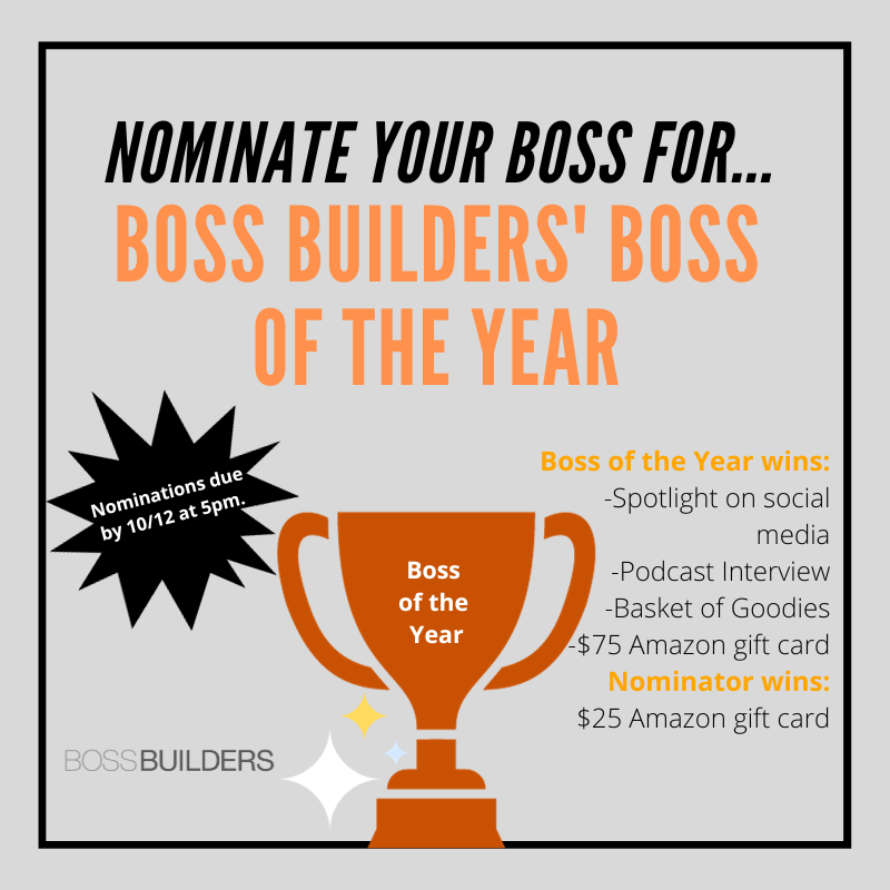 Next week is National Boss' Day!  Nominate your boss this week for their chance to win our Boss of the Year contest.
ow.ly/RKTR50PUms2

#bossoftheyear #bossbuilders #bossday #greatbosses #goodboss #greatprizes #nationalbossday #happybossday