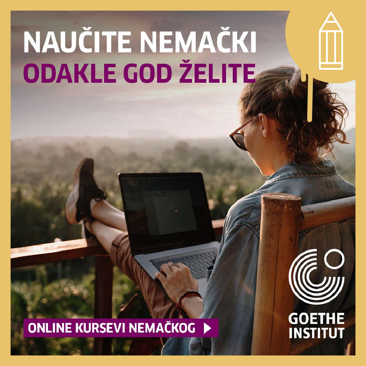 Ima li išta bolje od učenja nemačkog jezika? Ima! Kad pohađaš online kurs Goethe-Instituta tamo gde to tebi najviše prija. Novi ciklus kreće od 16. oktobra 2023. godine. Prijavi se!

bit.ly/3ZKQAfp