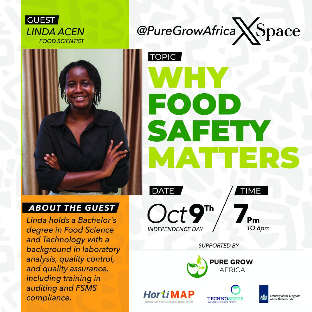 Our Guest, <a href="/AcenLinda/">Linda☺</a>  holds a Bachelor's degree in Food Science and Technology. She has a strong background in laboratory analysis, quality control, and quality assurance, including training in auditing and FSMS compliance Auditing with ISO standards. x.com/i/spaces/1lPJq…