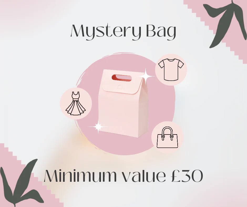 Our Mystery bags contain at least 1 randomly selected item of clothing in your size and 2 extra treats ( nails, bathbomb, face mask, bobble, jewellery, card pouch, purse plus lots more)

 NON REFUNDABLE BARE  IN MIND WHEN ORDERING 

styleupboutique.co.uk/products/myste…