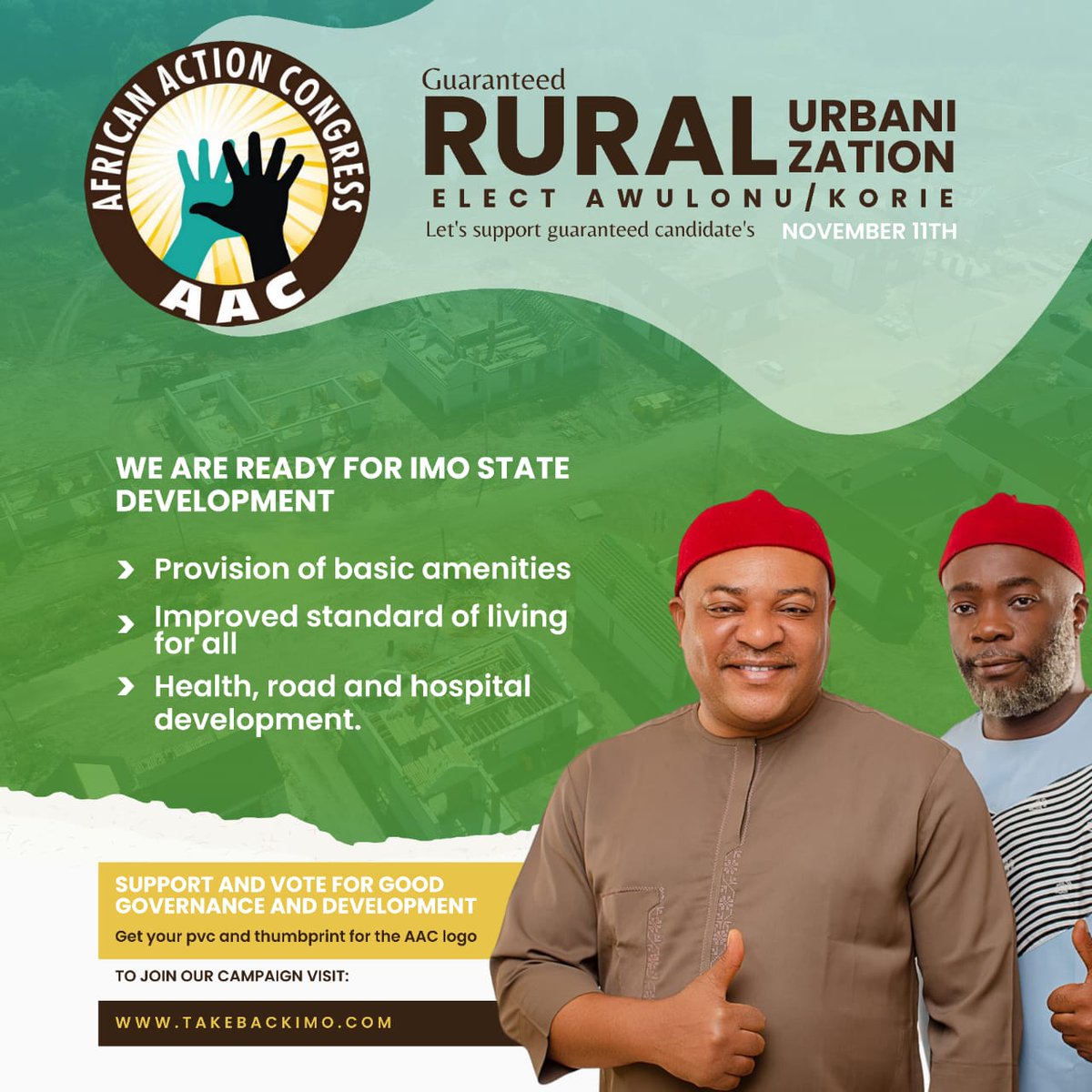 Takebackimo2023's tweet photo. Happy New Week! 
The race is on, we are drawing closer to the election. Vote for guaranteed candidates, vote for progress! Vote AAC in the Imo state 2023 governorship elections. Vote team Awulonu/Korie into Douglas House to take Imo to the next level! 
#MondayMotivation https://t.co/ViRvFqJv7D
