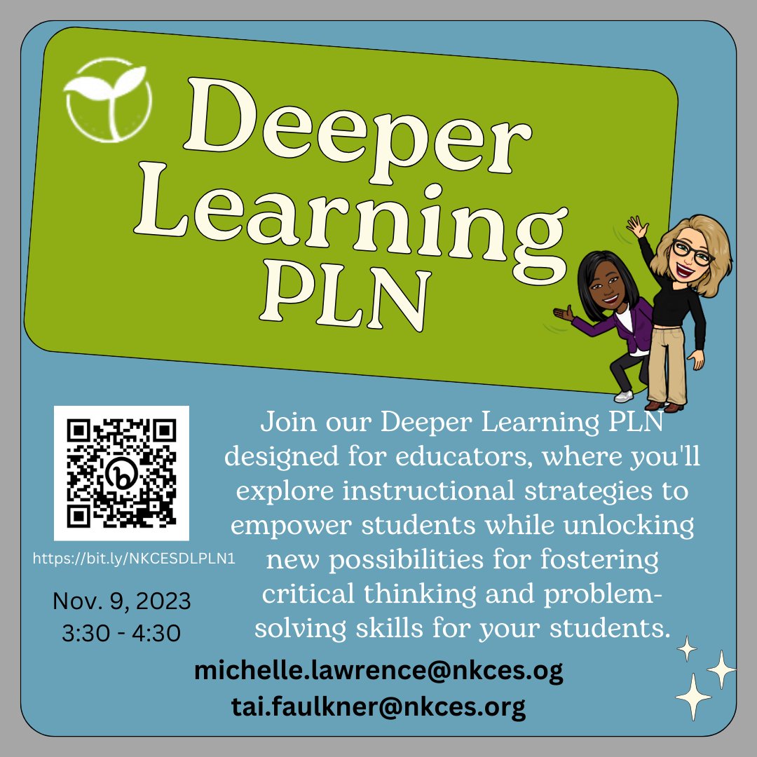 Let's get to the bottom of Deeper Learning! 🤔🧐  Teachers, let's dive into the depths of this exciting world of education together! 💪🏼📚 #DeeperLearning #Education #Teachers #Instructional <a href="/NKCESKids1st/">NKCES</a> <a href="/NKCESDL/">NKCES DL</a> <a href="/tfaulkner_1/">Tai Faulkner</a> Scan the QR code to register!