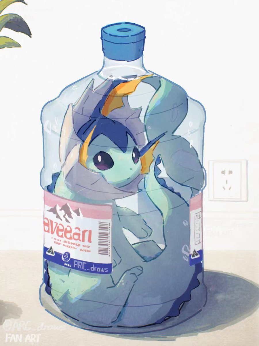vaporeon no humans pokemon (creature) in container bottle solo jar closed mouth  illustration images