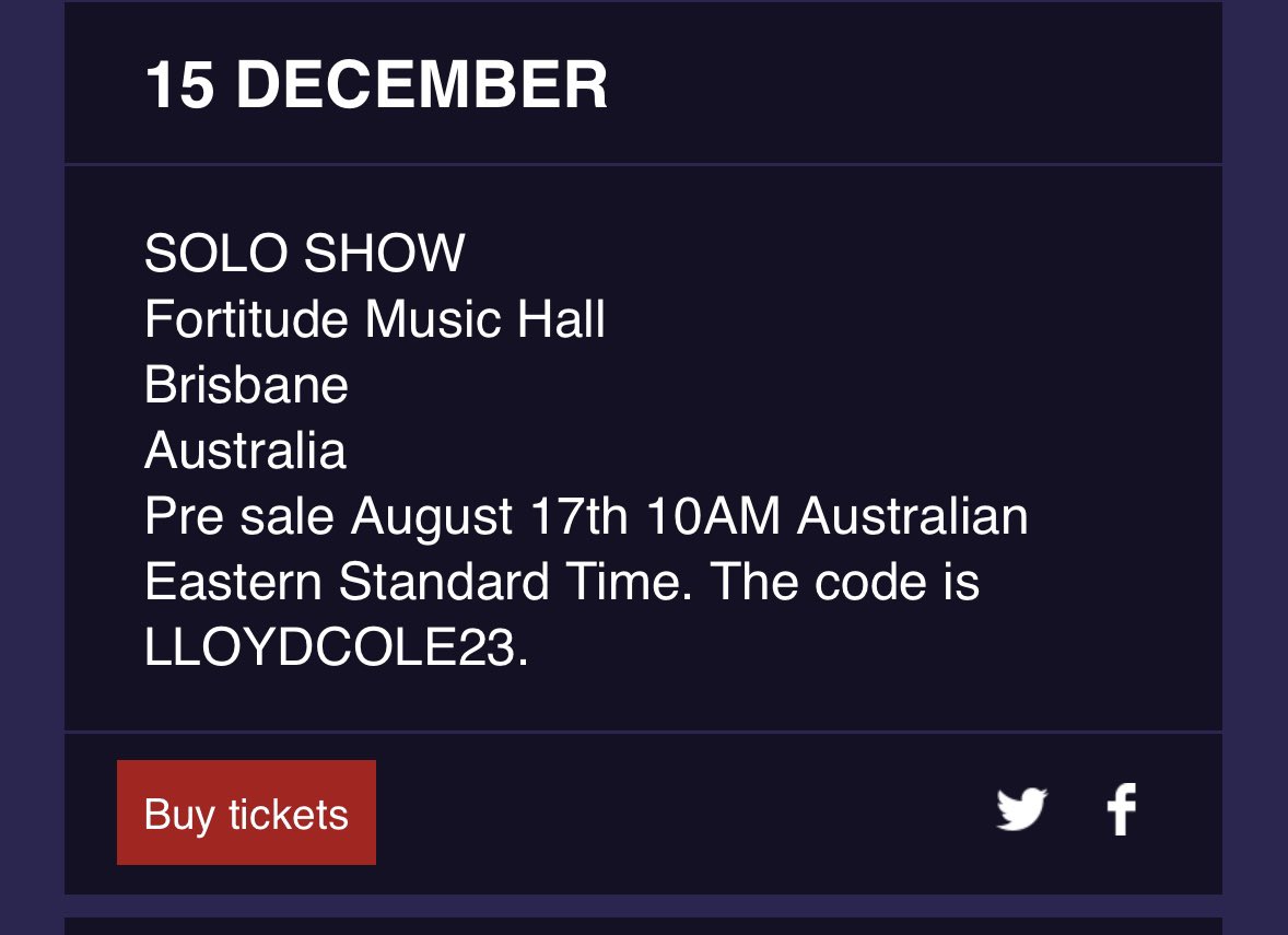 neevanne's tweet photo. @Lloyd_Cole …. brought me down to size…
I’ll be there - ta! https://t.co/28BUjyGqfR