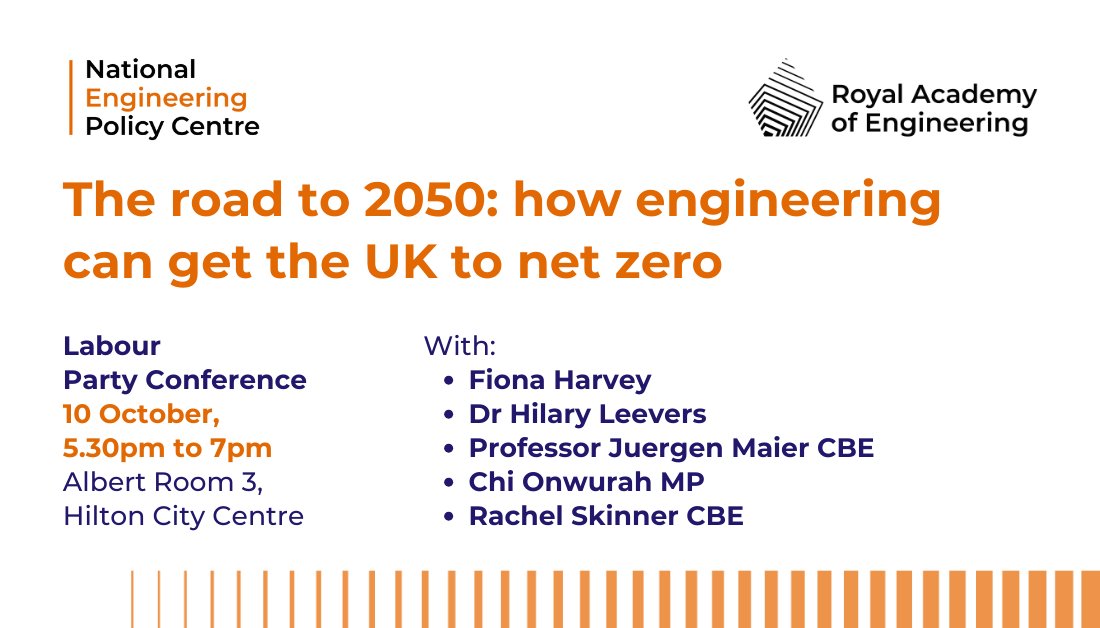 EngineeringUK (@_engineeringuk) on Twitter photo How can engineering get the UK to net zero by 2050?
EngineeringUK CEO Dr <a href="/HLeevers/">HilaryLeevers</a> is speaking at <a href="/UKLabour/">The Labour Party</a>'s panel discussion on 10 October at 5:30pm.
If you're attending the conference tomorrow, join us in Albert Room 3, Hilton City Centre to find out. How can engineering get the UK to net zero by 2050?
EngineeringUK CEO Dr <a href="/HLeevers/">HilaryLeevers</a> is speaking at <a href="/UKLabour/">The Labour Party</a>'s panel discussion on 10 October at 5:30pm.
If you're attending the conference tomorrow, join us in Albert Room 3, Hilton City Centre to find out.