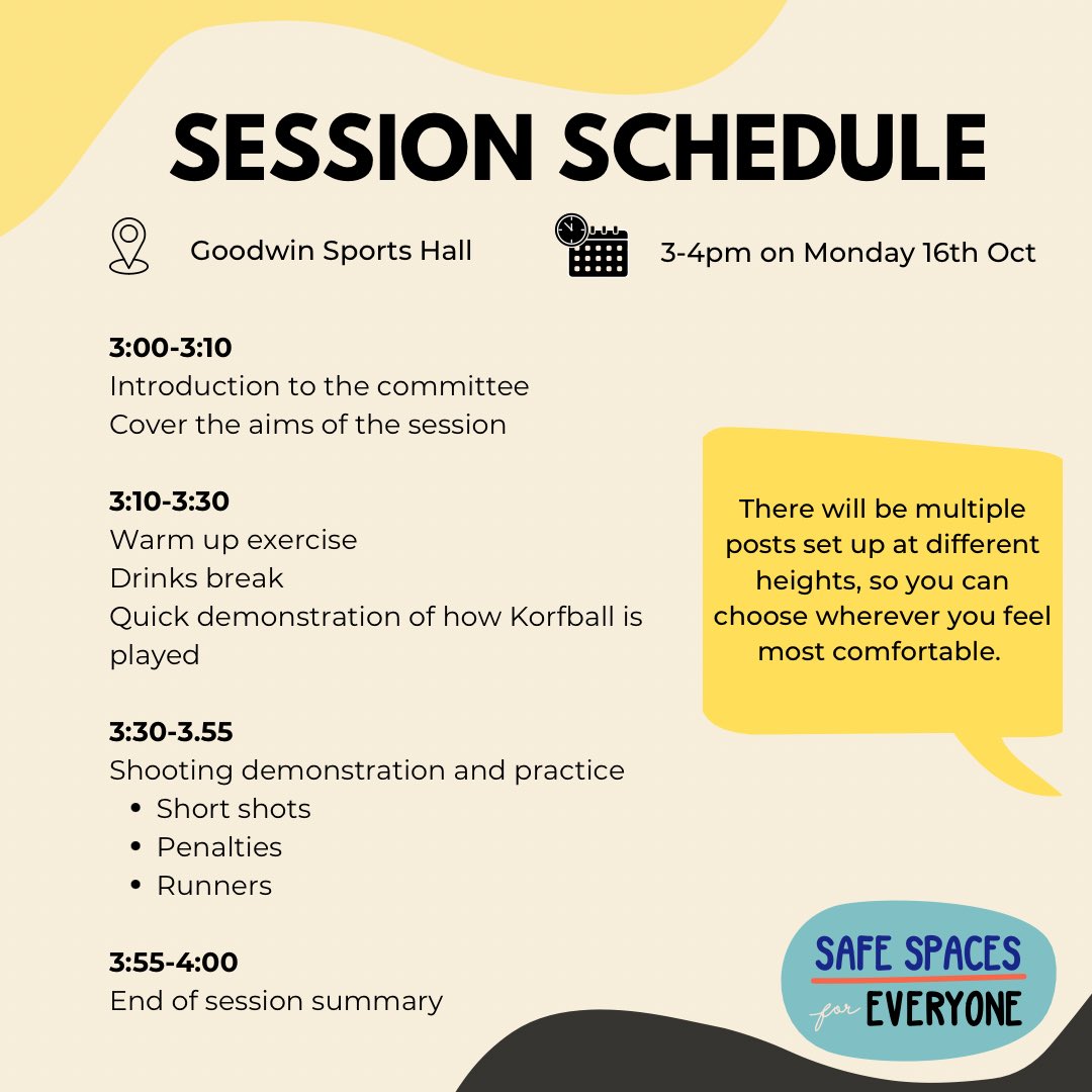 We’re running a free GIAG next Mon for students belonging to a liberation group! We want to make uni sport seem less intimidating, so the session will be capped at 25 people &amp; our posts will be set up at various heights

Use the Linktree in our bio for the Google Form sign up!