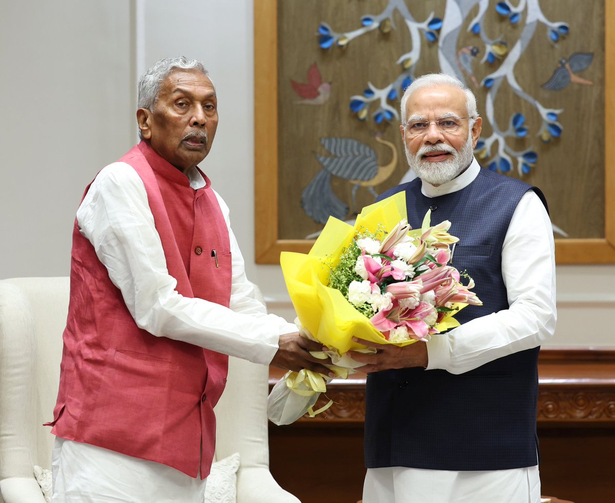 PMOIndia's tweet photo. Governor of Meghalaya, Shri Phagu Chauhan, met Prime Minister @narendramodi. https://t.co/fDkz1dIGJy