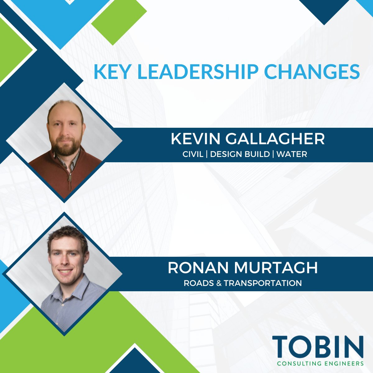 TOBINengineers's tweet photo. @tobinengineers are pleased to announce recent key changes that occurred to our Senior Management Team. We would like to congratulate Kevin and Ronan who have been promoted to the role of Associate Director. 

We wish you every success in your continued leadership. 

#teamTOBIN https://t.co/VcoFRZQeDF