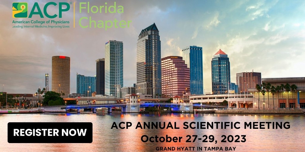 📅 Dive into the 55th Annual ACP FL Chapter Meeting at Grand Hyatt Tampa Bay, October 27-29. Network, learn &amp; elevate your practice. Register now ➡️ ow.ly/B8u350PRF46 <a href="/ACPinternists/">ACP</a> #ACPFLAnnualMeeting #ACPTampa2023