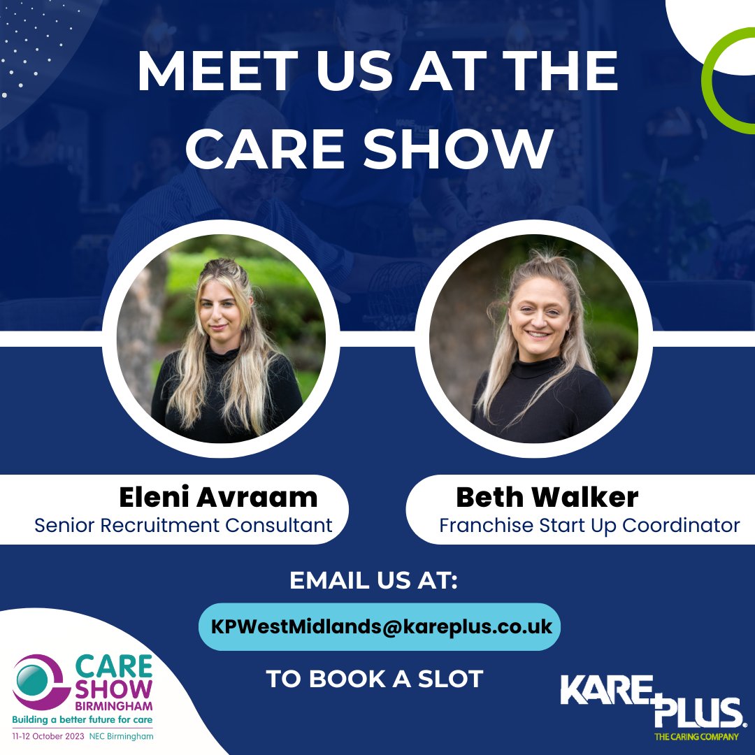 Kare Plus is delighted to be attending the renowned Care Show Birmingham! 🌿

To secure your spot and connect with us, simply drop us an email at KPWestMidlands@kareplus.co.uk😊!

We can’t wait to meet you!

#KarePlus #CareShowBirmingham