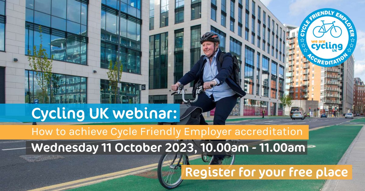 Did you know that cycling to work can help employees feel more productive and take fewer sick days? Join our FREE webinar this Wednesday to learn more about the great benefits that bikes can have for your business! Register now: ow.ly/41Zu50PStQO #CycleFriendlyEmployer