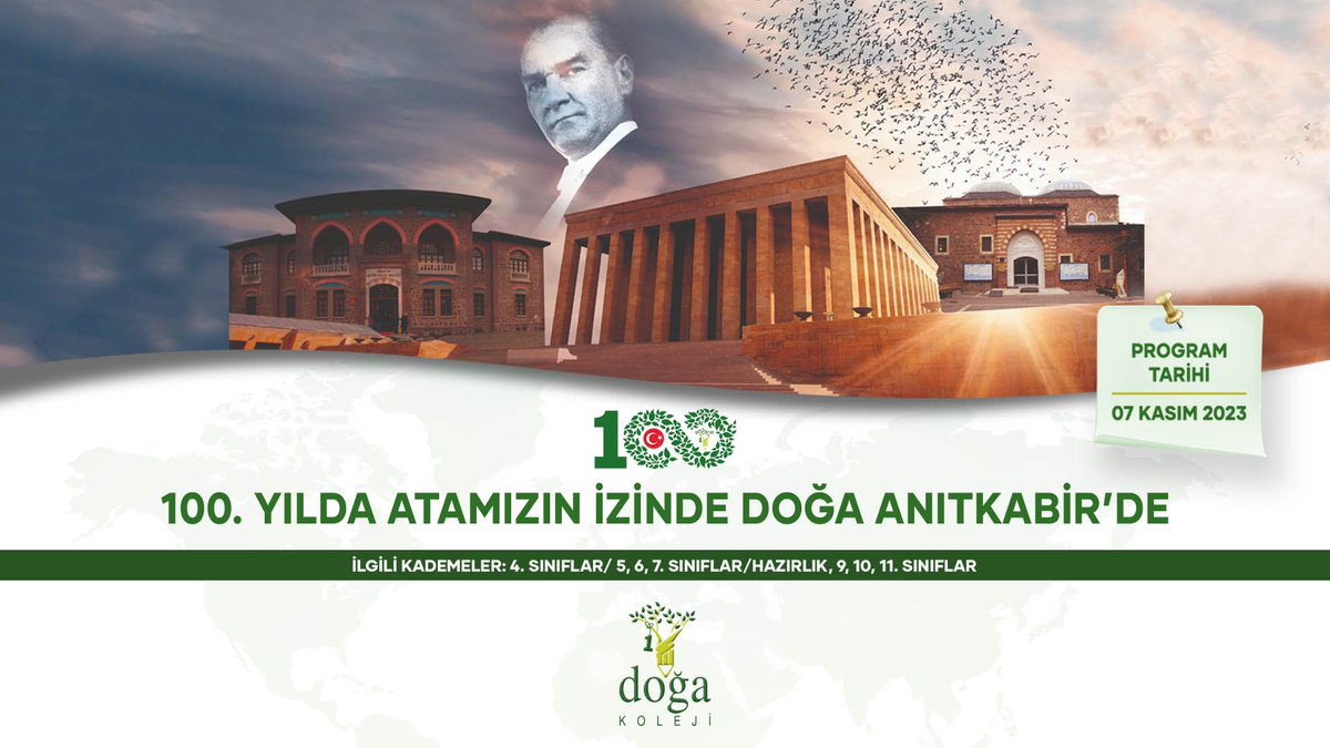 -100. Yılda Atamızın İzinde Doğa Anıtkabir'de-
Atatürk’ün aramızdan ayrılışının 85. yılında tüm yöneticilerimiz, öğretmenlerimiz ve öğrencilerimiz ile birlikte Anıtkabir’deyiz. #CumhuriyetinDoğası