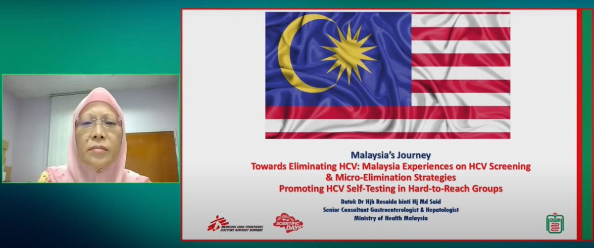 "Approximately 0.3% (75,500) of the adult population in #Malaysia are living with #HCV infection. ​This essentially means HCV seroprevalence ≈ 0.2%," highlights <a href="/DrRosaida/">Dr Rosaida Hj. Md. Said</a>.
➡️Tune in to ask questions: msfsouthasia.org/msf-scientific…
#MSFSciAsia