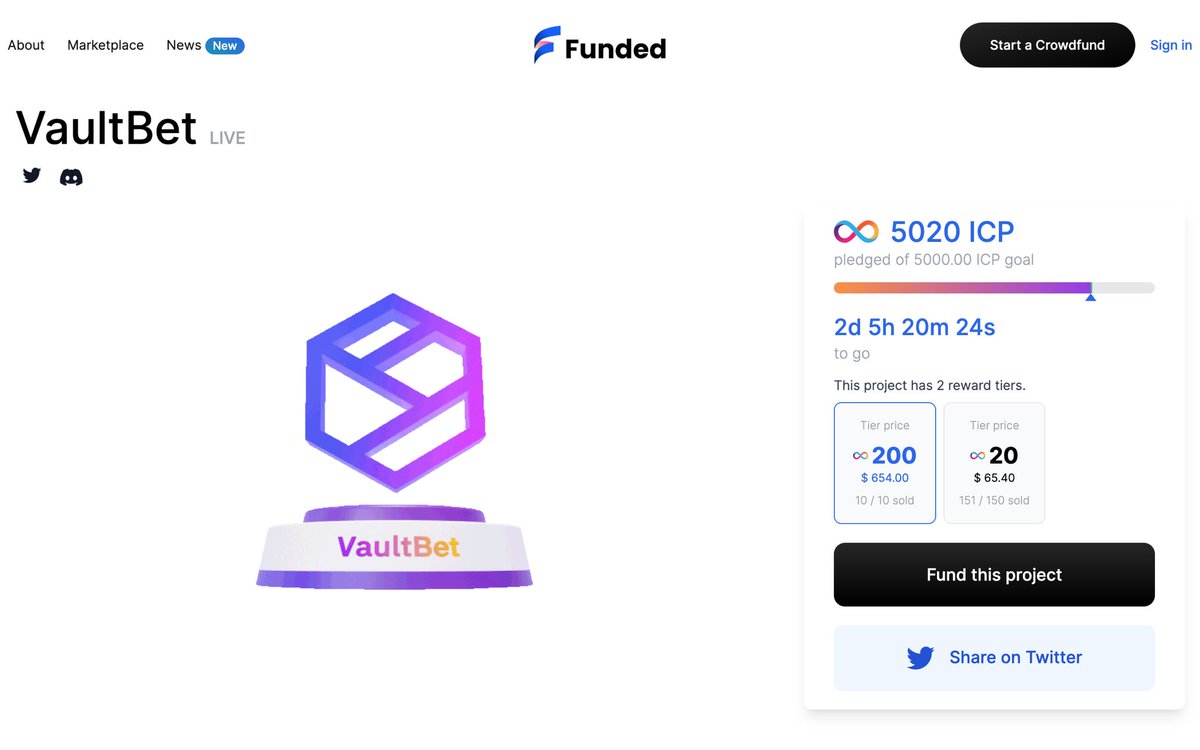 VaultBet's tweet image. 🚨 Funded Target Achieved! 🎯🔥 

Thank you to all our supporters and @funded_app 🙏

We really appreciate your backing and won’t let you down 💪🚀

We’re working on getting our rewards available ASAP and will continue grinding our roadmap 🟣🎰

#DeFiTheOdds #ICP