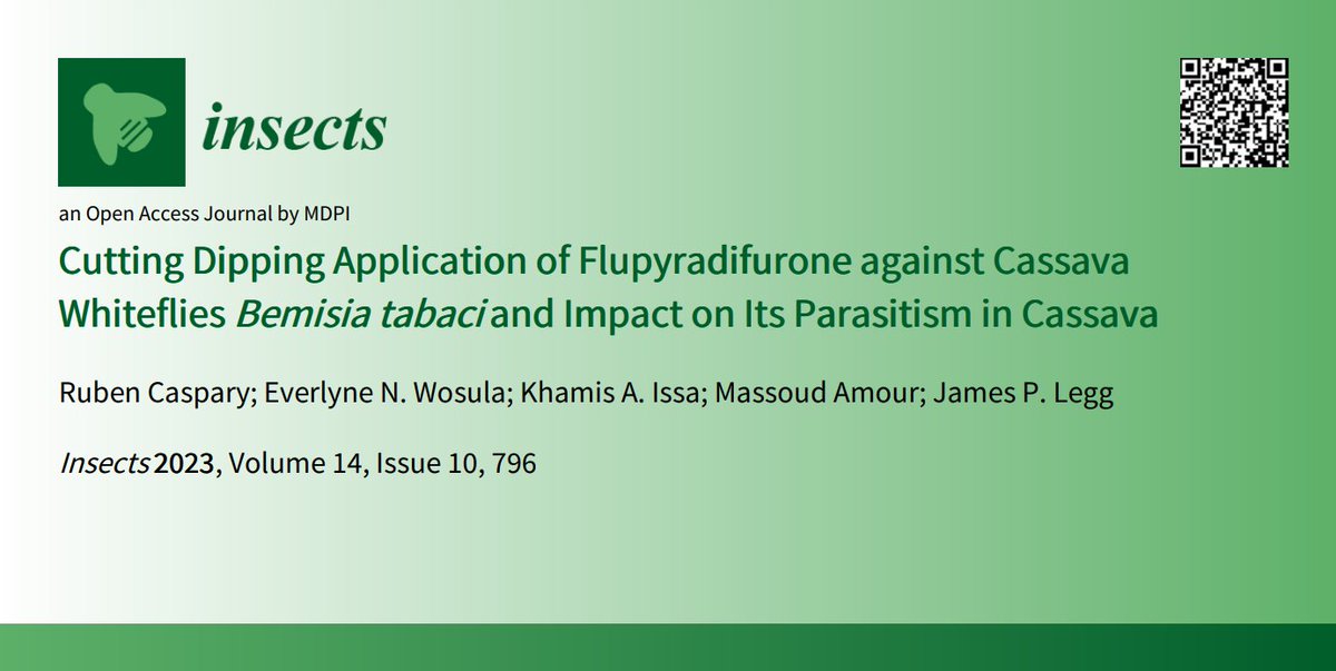 🌿🚜 Whitefly Control 🌿

Dipping #cassava cuttings in the environmentally friendly product Flupyradifurone for just 1️⃣ hour before planting reduced whitefly numbers for 6️⃣ months &amp; increased farmers' yields in #Tanzania🇹🇿 by 4️⃣9️⃣%

mdpi.com/2075-4450/14/1…