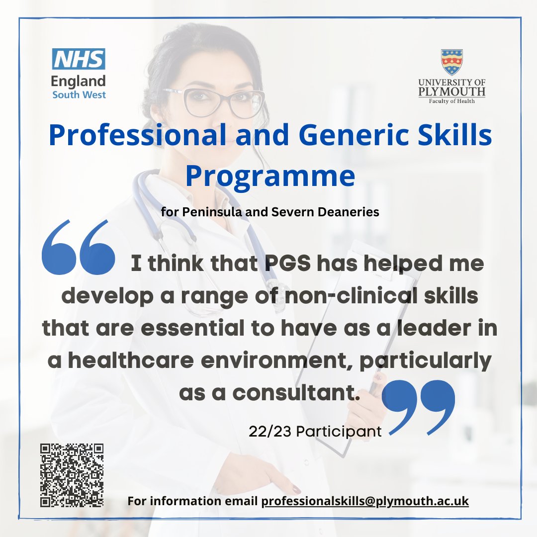 Are you a #juniordoctor within the #Severn and #Peninsula deaneries? Are you thinking of becoming a #consultant or other #NHS #leader? Why not consider the PGS programme and hone your non-clinical skills? #MedicalEthics #Leadership #communication #QI #ClinicalEducation
