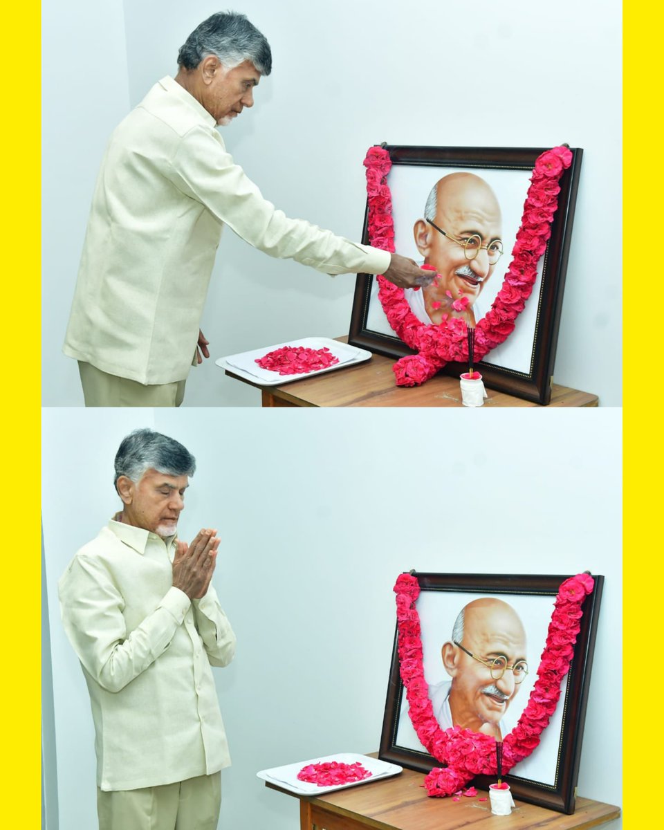 జాతిపిత మహాత్మాగాంధీ జయంతి సందర్భంగా ఆ పుణ్యపురుషునికి నివాళులు.

#IAmWithBabu 
#GandhiJayanthi 
#PeopleWithNaidu 
#FalseCasesAgainstNaidu 
#SatyamevaJayateDeeksha