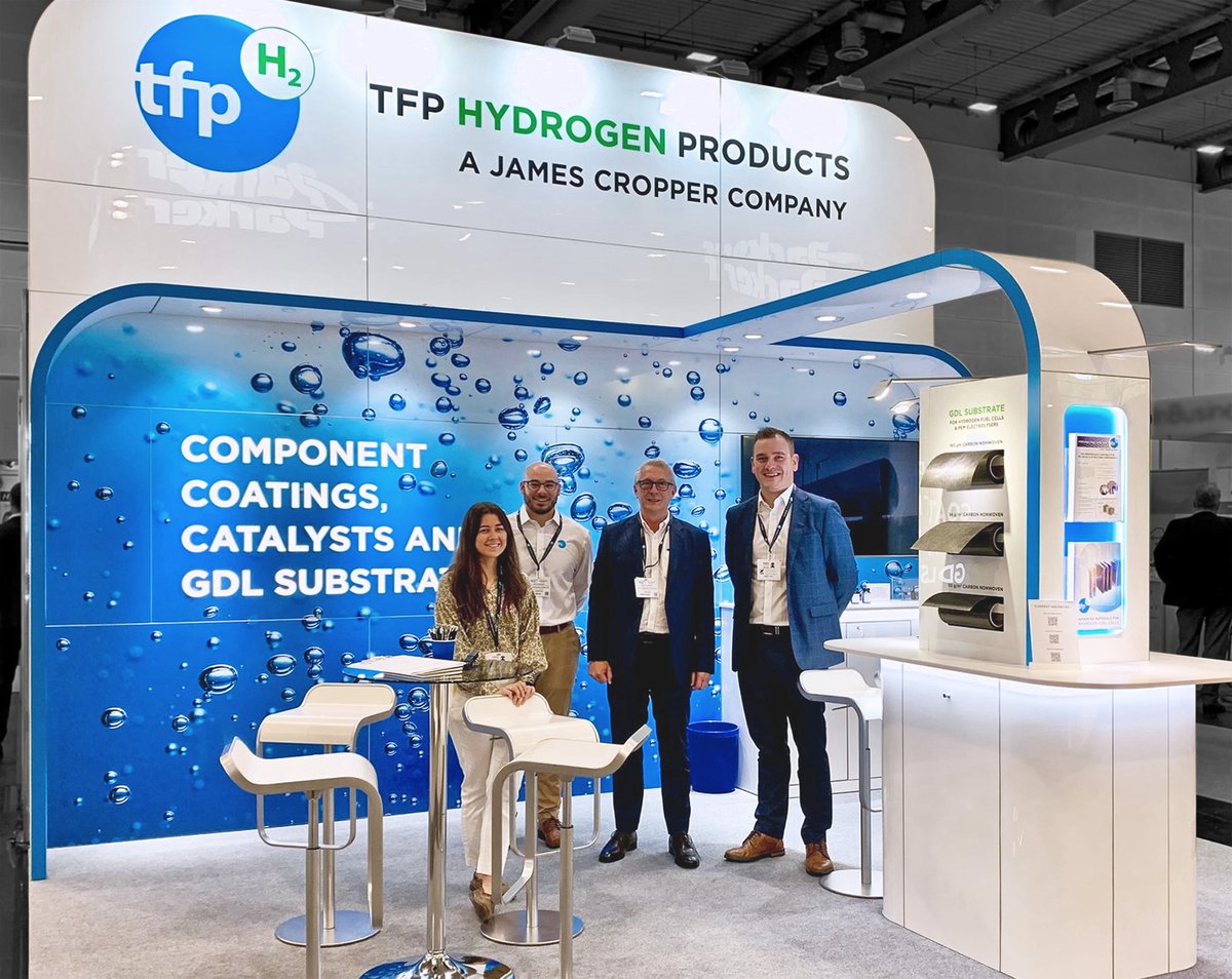 LoveExpoUK's tweet photo. TFP Hydrogen Products attending Hydrogen Technology Expo Europe 2023 in Bremen Germany. A leading supplier of electrochemical materials for a wide range of global applications. #hydrogen #catalysts #electrodes #electrolytes #corrosion #batteries
#cleanenergytechnologies #HTE2023 https://t.co/EK4TgzjHYU
