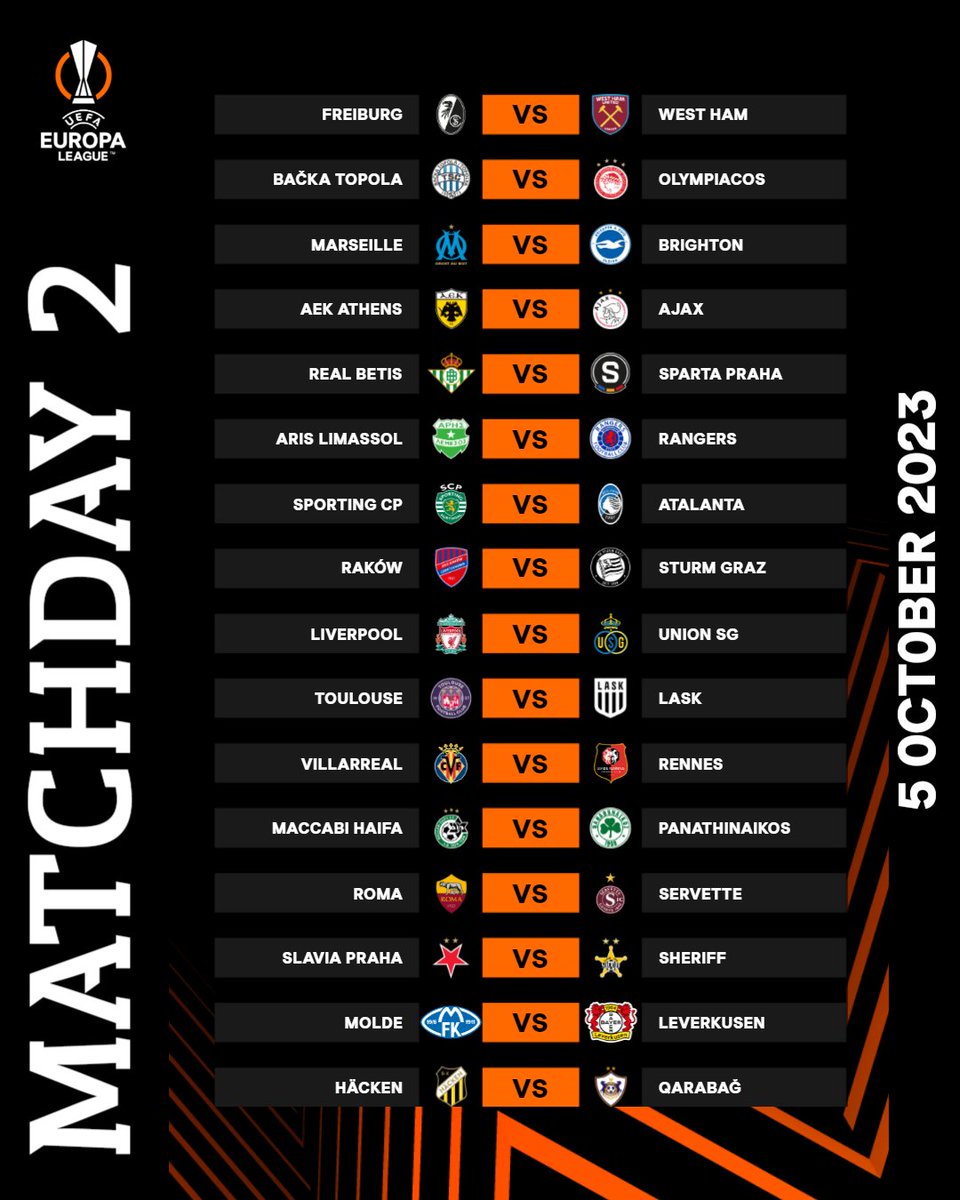 Matchday 2 🤩

Which game are you most excited to watch?

#UEL