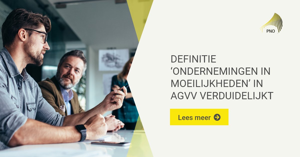 PNOconsultants's tweet photo. In de Algemene Groepsvrijstellingsverordening (#AGVV) is onlangs de definitie van ‘ondernemingen in moeilijkheden’ verduidelijkt. Lees meer hierover in dit artikel: https://t.co/cRWAhTEhE1 #legal https://t.co/rM4Wi4dwbw