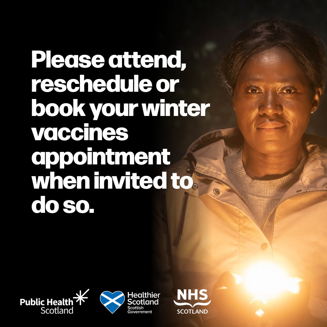 If you're eligible for a flu and/or COVID-19 vaccine this winter, you'll be contacted by letter, text or email. It's really important to take up the offer of vaccination. Don't let your protection fade. For more info: 💻 nhsinform.scot/wintervaccines 📞 0800 030 8013