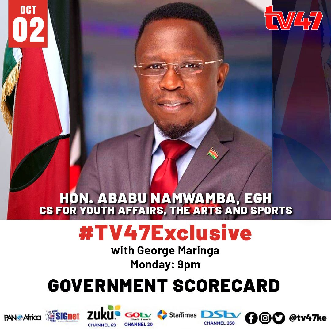 RuthWabwire's tweet photo. 9PM Today on TV47News with George Maringa,CS for Youths Affairs The Arts and Sports Hon. @AbabuNamwamba EGHπ°πͺ will be sharing insights and intriguing facts about the world of sports.Dont Missss!π₯
#GovernmentScoreCard #DeliveringThePlan #CSAbabuDelivers https://t.co/zWYkpDivAd