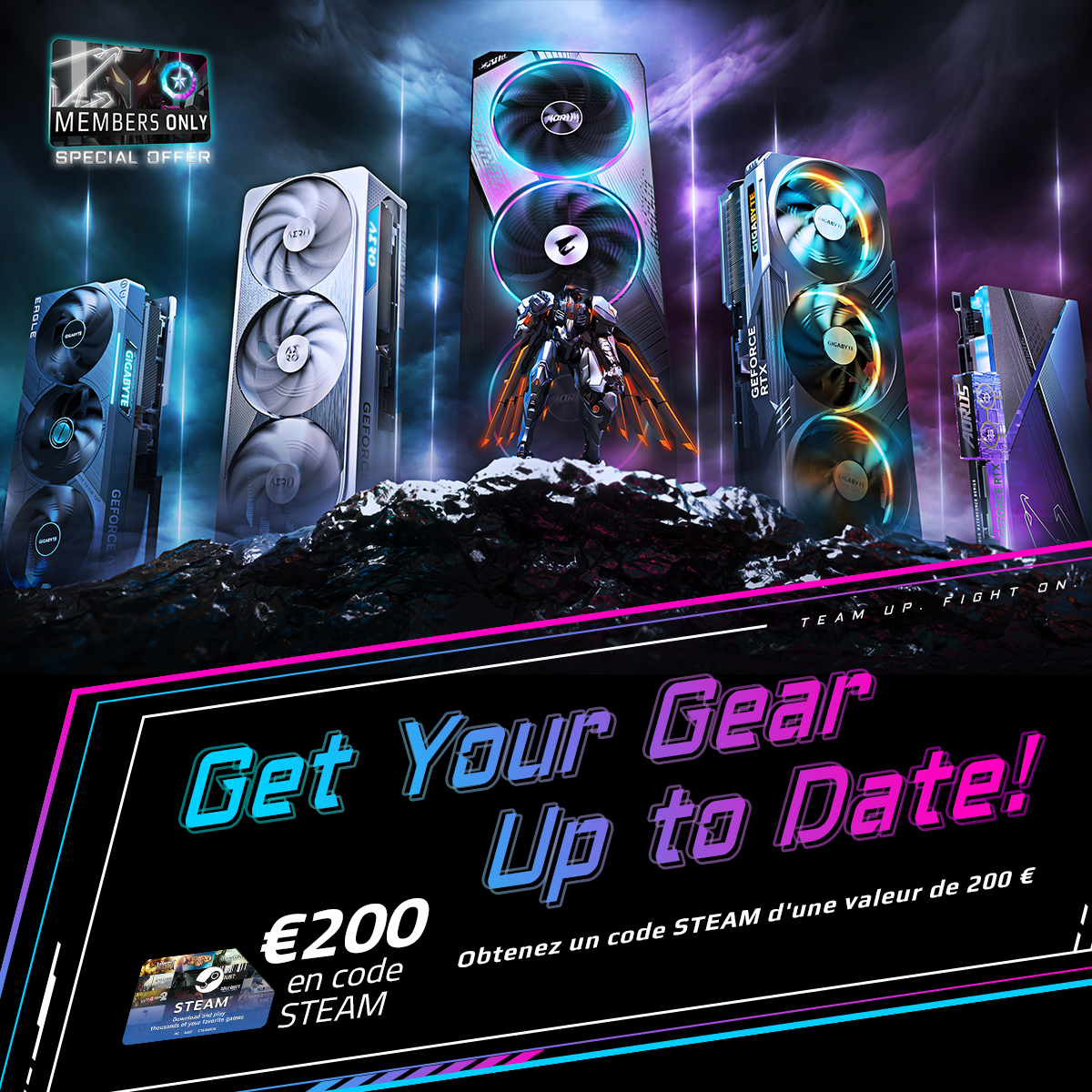 AORUS_France's tweet photo. Mettez vos composants à jour !
🚨 Offre exclusive pour les membres AORUS.
Boostez votre PC avec une carte graphique @NVIDIAGeForceFR RTX40 Series et obtenez jusqu'à
€200 en bon cadeau Steam ! 🎟
Info👉 https://t.co/NMB80vS2z0
#AORUS #GIGABYTE #RTX40 #AORUSMembershipProgram https://t.co/6fE1rOdpjQ