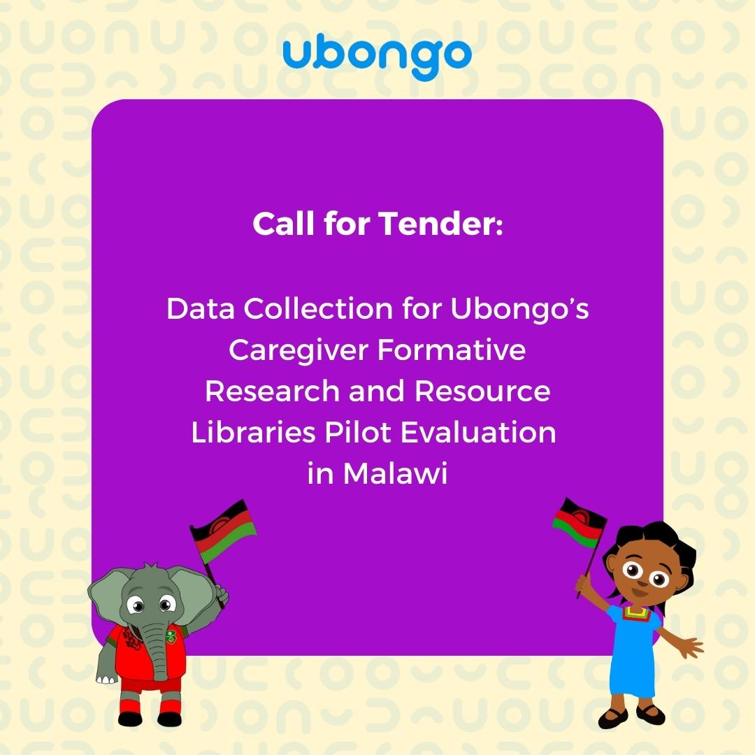 📢📢CALLING FOR TENDERS! We are looking for a research agency or group of consultants to conduct the data collection. ubongo.bamboohr.com/careers/126 Email proposals to catharine@ubongo.org with the subject 'Data Collection in Malawi' by 5 PM EAT on Oct. 9, 2023.
