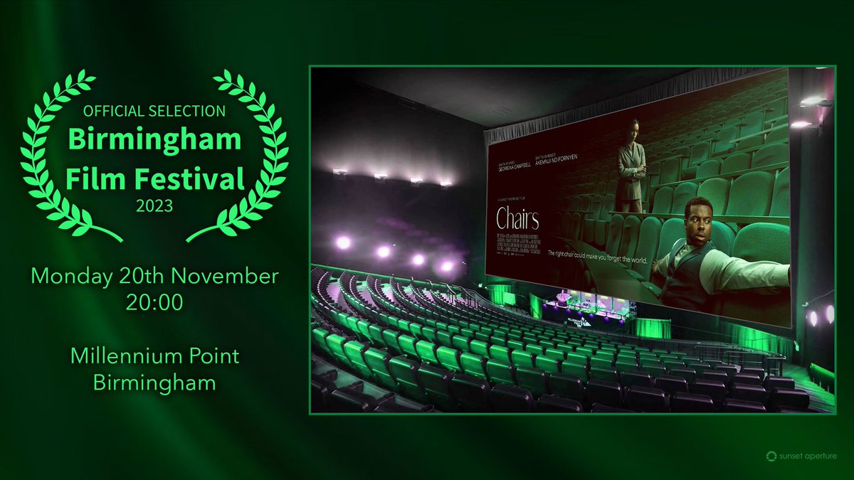 Thrilled to announce CHAIRS is an Official Selection of the fabulous <a href="/BHAMFILMFEST/">Birmingham Film Festival</a> 🪑 Screening: 
20th Nov at 8pm in the stunning 300+ seats of <a href="/millenniumpoint/">Millennium Point</a> - Free tickets here: tinyurl.com/ypt6cpcf Includes Red Carpet #chairs #indiefilm #bhamfilmfest