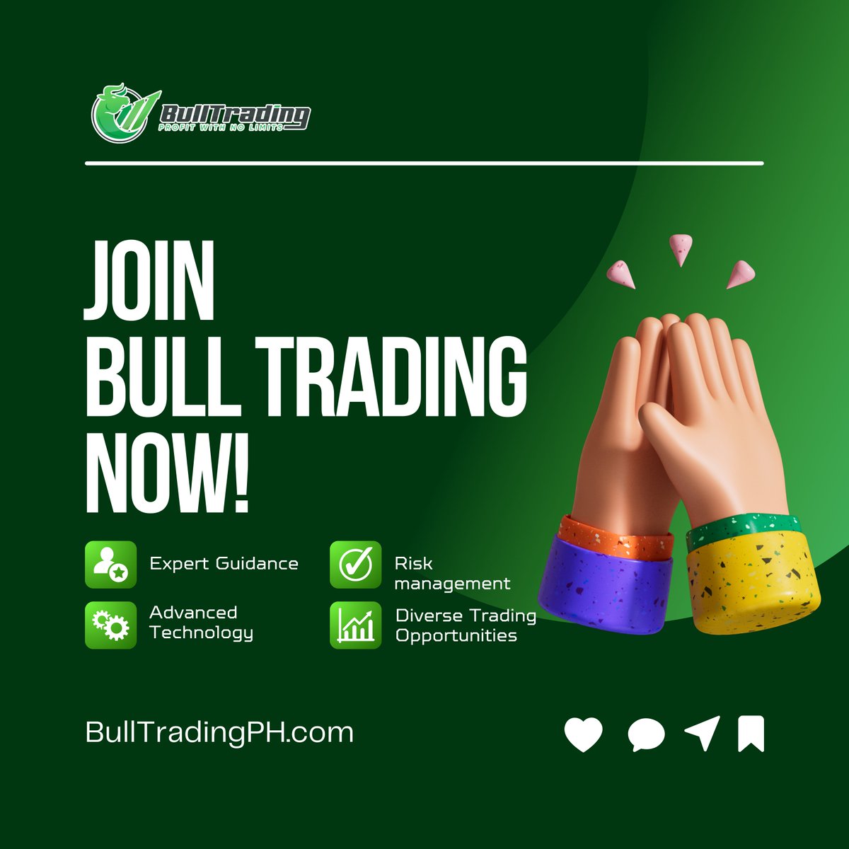 BullTradingPH's tweet photo. Join Bull Trading today and take your trading journey to new heights! 📷📷
📷 Sign up now at https://t.co/QUfLdQdg14 and experience the Bull Trading advantage! 📷📷
#BullTradingPH #TradeSmart https://t.co/5lHnRzx1RF