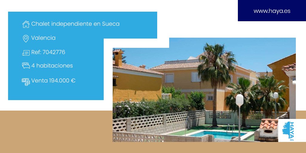 👉Chalet independiente en venta en Calle Bega De Mar
📍Sueca (Valencia)
ℹ Tres plantas
📐198,95 m² 
🚗Garaje
😍Terraza y barbacoa
👙Piscina comunitaria
No te lo pierdas en haya.es con la siguiente referencia: 7042776